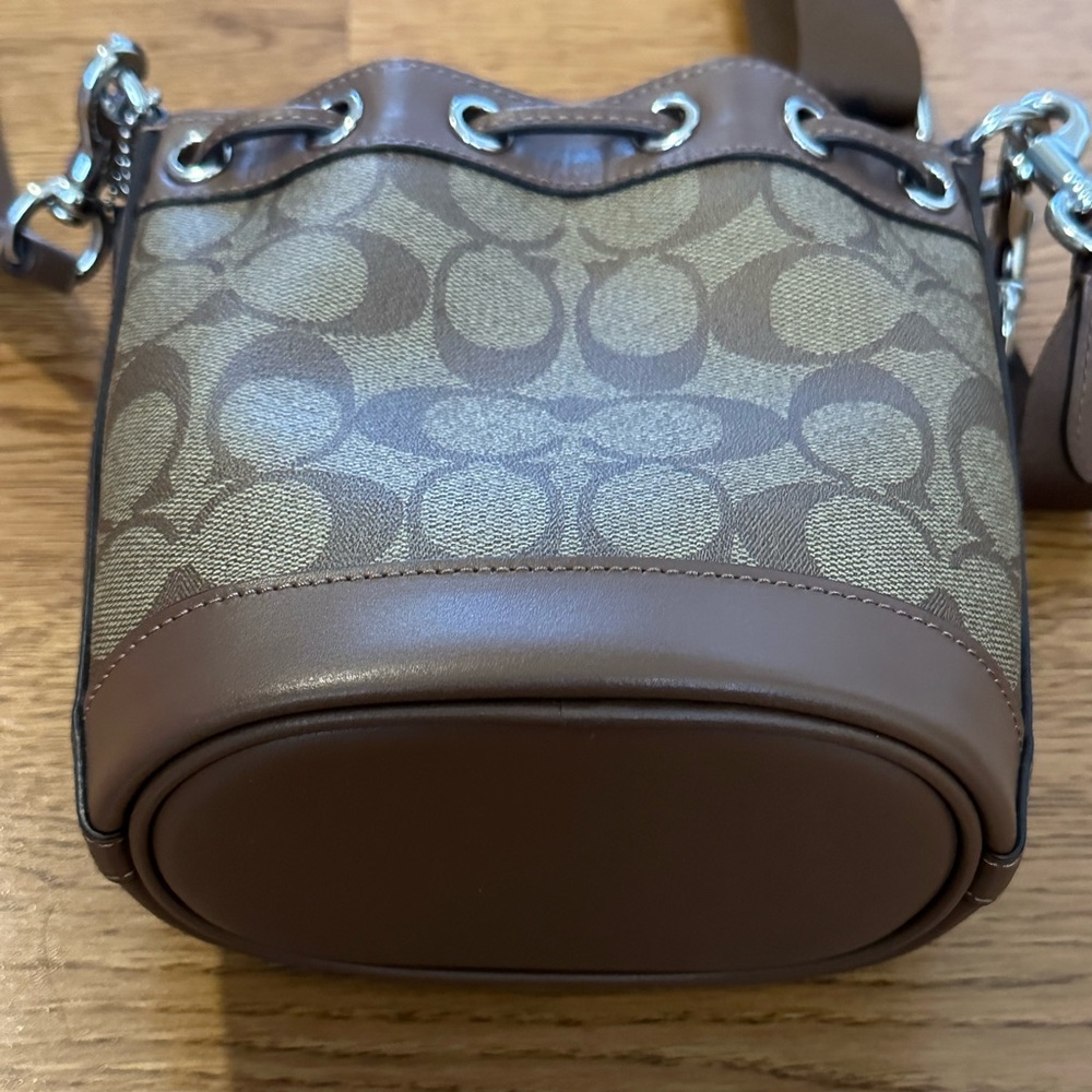 NWOT Coach Mini Bucket Bag In Signature Brown and Tan Canvas - Picture 8 of 15